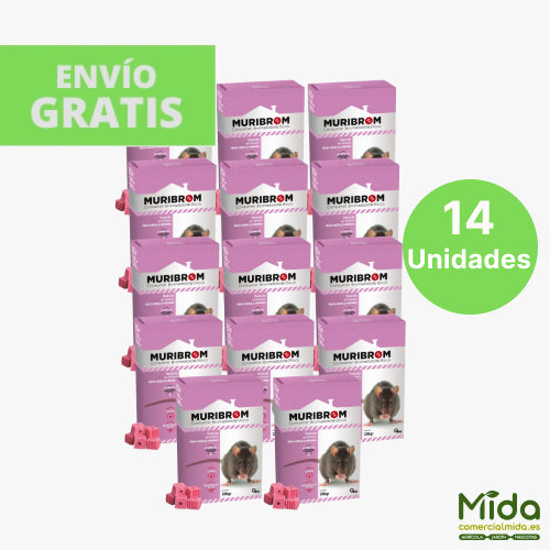 14 Cajas de 200Gr Quimunsa RATICIDA BLOQUE Consumer Bromadiolone