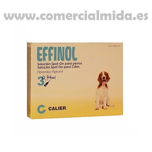 Pipetas EFFINOL para perros 10-20Kg anti pulgas y garrapatas en caja de 3 unidades