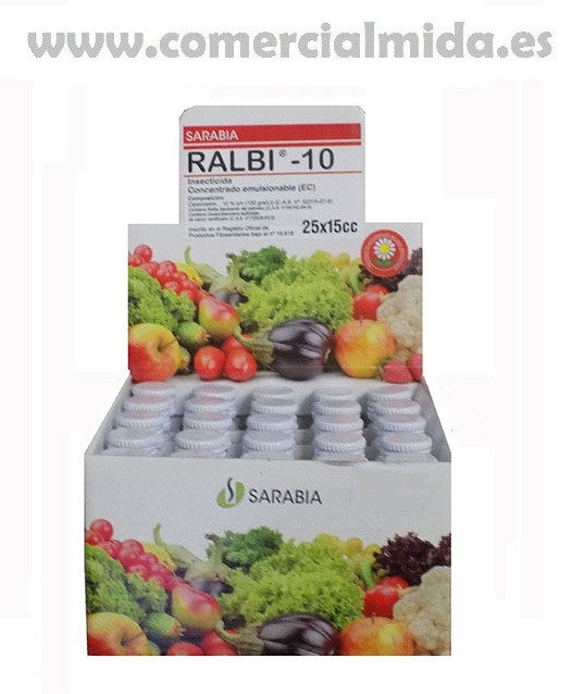 Insecticida RALBI 10 contra insectos masticadores y chupadores. Caja 25 envases