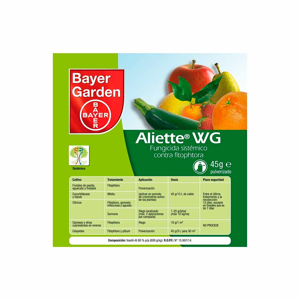 Fungicida Aliette WG de Bayer para combatir hongos fitophtora y pitium en césped