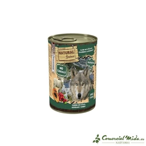 Comida húmeda para perros Natural Greatness Complet con cordero 6 latas x 400 gr