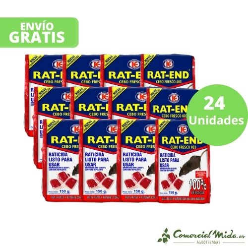 RAT-END raticida cebo fresco 150 gr pack de 24 unidades